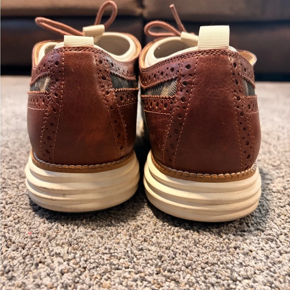 Men's Brown Leather & Camo Wingtip Oxford — Lightweight Dress Sneaker